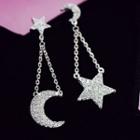 Rhinestone Moon And Star Earrings