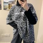 Mock Two-piece Leopard Long-sleeve T-shirt
