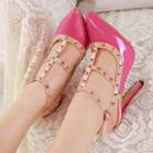 Pointy Strappy Studded High Heel Pumps