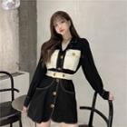 Long-sleeve Cargo Mini A-line Dress