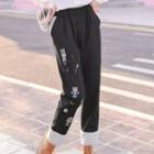 Rabbit Embroidered Straight Cut Pants
