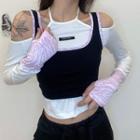Set: Cold-shoulder Long-sleeve T-shirt + Tank Top