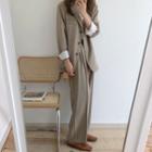 Set: Plain Blazer + Wide Leg Dress Pants