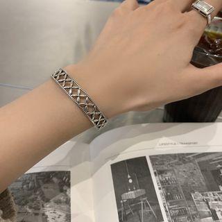 Sterling Silver Cutout Bangle Sl0261 - Silver - One Size