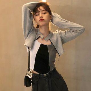 Cropped Jacket / Color Block Tank Top