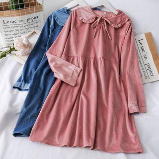 Sailor-collar Corduroy A-line Dress