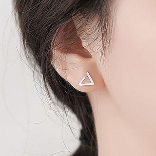925 Sterling Silver Triangle Earring 1 Pair - Silver - One Size