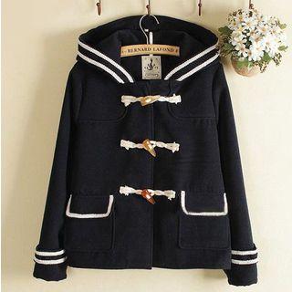 Piped Hooded Toggle Coat