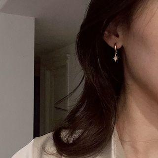 Rhinestone Moon & Star Dangle Earring 1 Pair - Non Matching - Gold - One Size