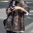 Weed Print Elbow-sleeve Shirt As Shown In Figure - One Size
