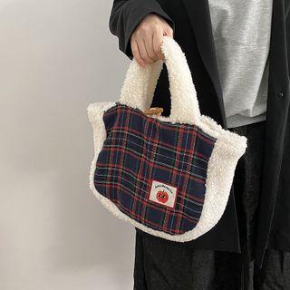 Plaid Hand Bag Plaid - Blue & Red - One Size