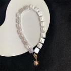 Star Pendant Square Faux Pearl Choker 1 Pc - Gold & Silver - One Size