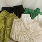 Plain Elastic-waist Midi Skirt In 5 Colors