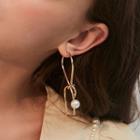 Faux Pearl Alloy Knot Dangle Earring 1 Pair - As Shown In Figure - One Size
