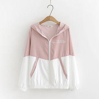 Color-block Long-sleeve Hooded Jacket