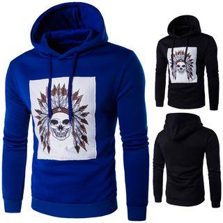 Skull Print Panel Hoodie