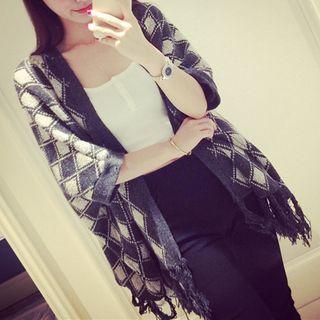 Argyle Elbow-sleeve Cardigan