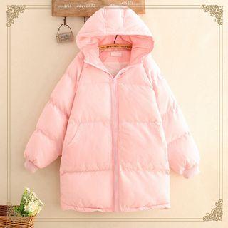Strawberry Embroidered Padded Hood Jacket