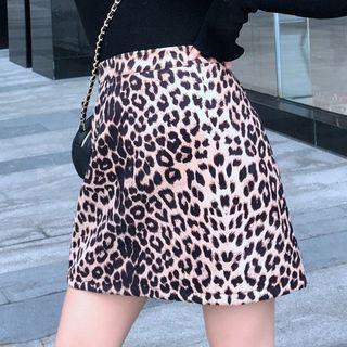 High-waist Leopard Pattern Skirt