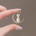 Cat Alloy Brooch Gold - One Size