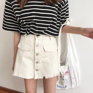 High-waist Denim Skorts