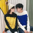 Couple Matching Color Block Lettering Sweater