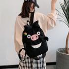 Pig Embroidered Canvas Backpack