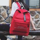 Checker Strap Lettering Oxford Backpack