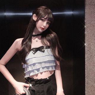 Strapless Layered Crop Top / Cardigan