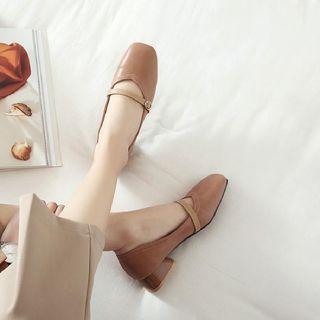 Strappy Square-toe Block Heel Pumps