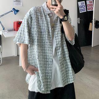 Floral Print Check Short-sleeve Shirt