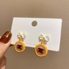 Bow Bear Dangle Earring 1 Pair - A406 - 925 Silver - White & Yellow & Red - One Size