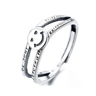 Sterling Silver Smiley Face Layered Ring 234j - Silver - One Size
