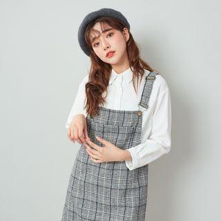 Plaid Pinafore Dress Gray - One Size