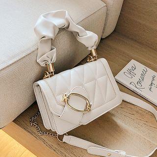 Shirred Top Handle Chain Crossbody Bag