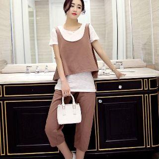 Set: T-shirt + Tank Top + Cropped Pants