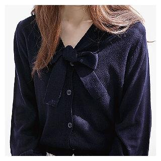 V-neck Beribboned Cardigan