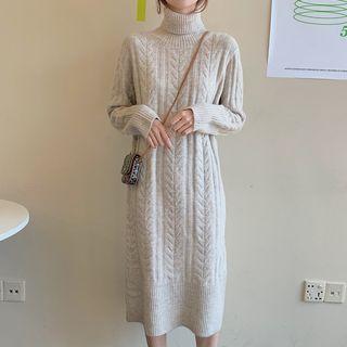 High-neck Linen Flower Dress