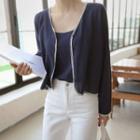 Contrast-taping Cardigan & Camisole Top