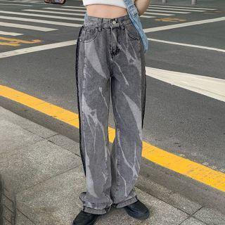 Tie-dye High Waist Straight Leg Jeans