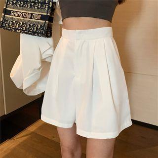 Set: Plain Short-sleeve Blazer + Straight-cut Shorts