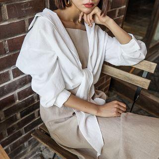 Buttonless Tie-front Shirt
