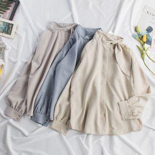 Long-sleeve Chiffon Blouse / Knit Vest