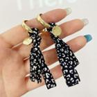 Ribbon Earring 1 Pair - Black & White & Gold - One Size