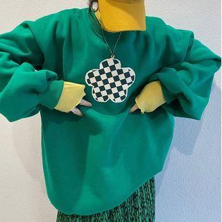 Flower Print Sweatshirt Green - One Size