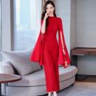 Long-sleeve Straight-fit Jumpsuit