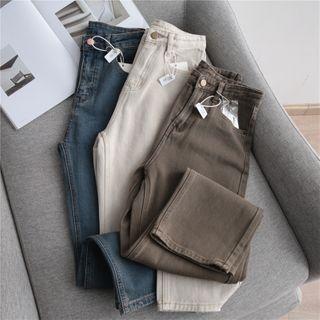 Washed High-waist Straight Leg Jeans