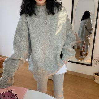 Mock-turtleneck Sweater Gray - One Size