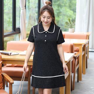 Contrast Trim Short-sleeve Knitted Dress