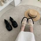 Square-toe Mesh Bow Loafers